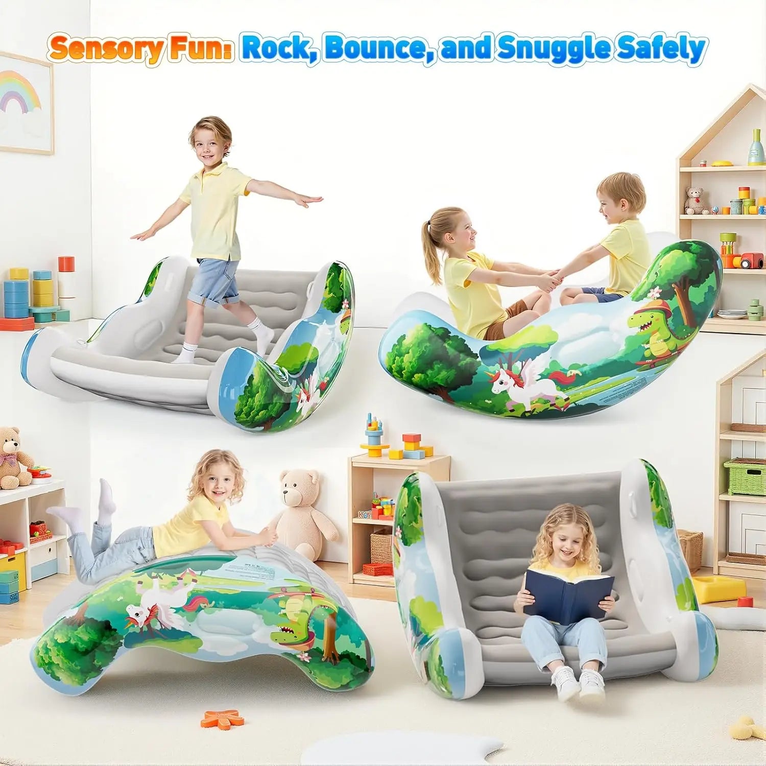 Rocking Sensory Chair for Kids Baby Inflatable Air Cloud Rocker Sofa