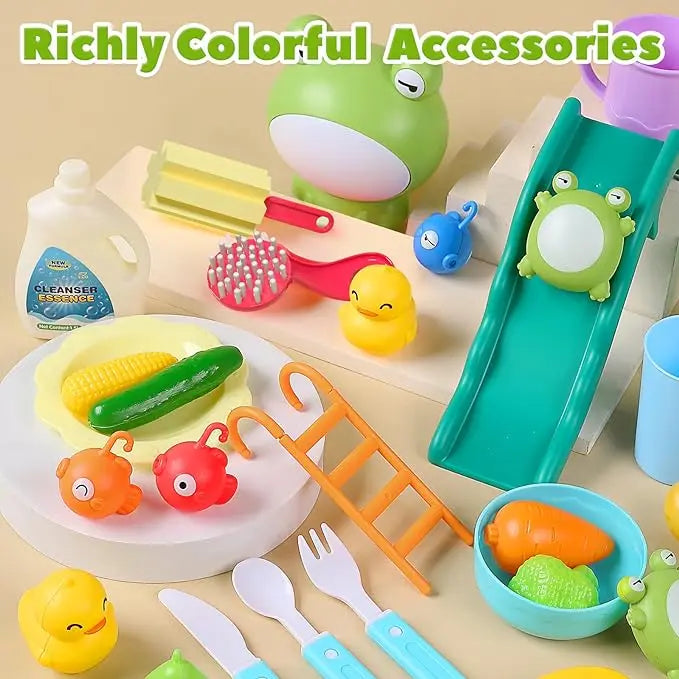 Play Sink with Running Water, Kitchen Sink Toys with Upgraded Electric Faucet